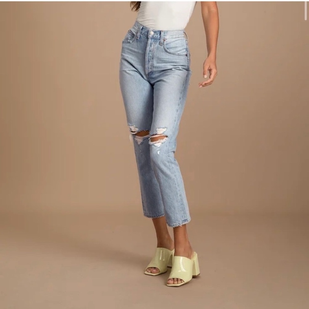 Agolde Riley light wash ripped jeans